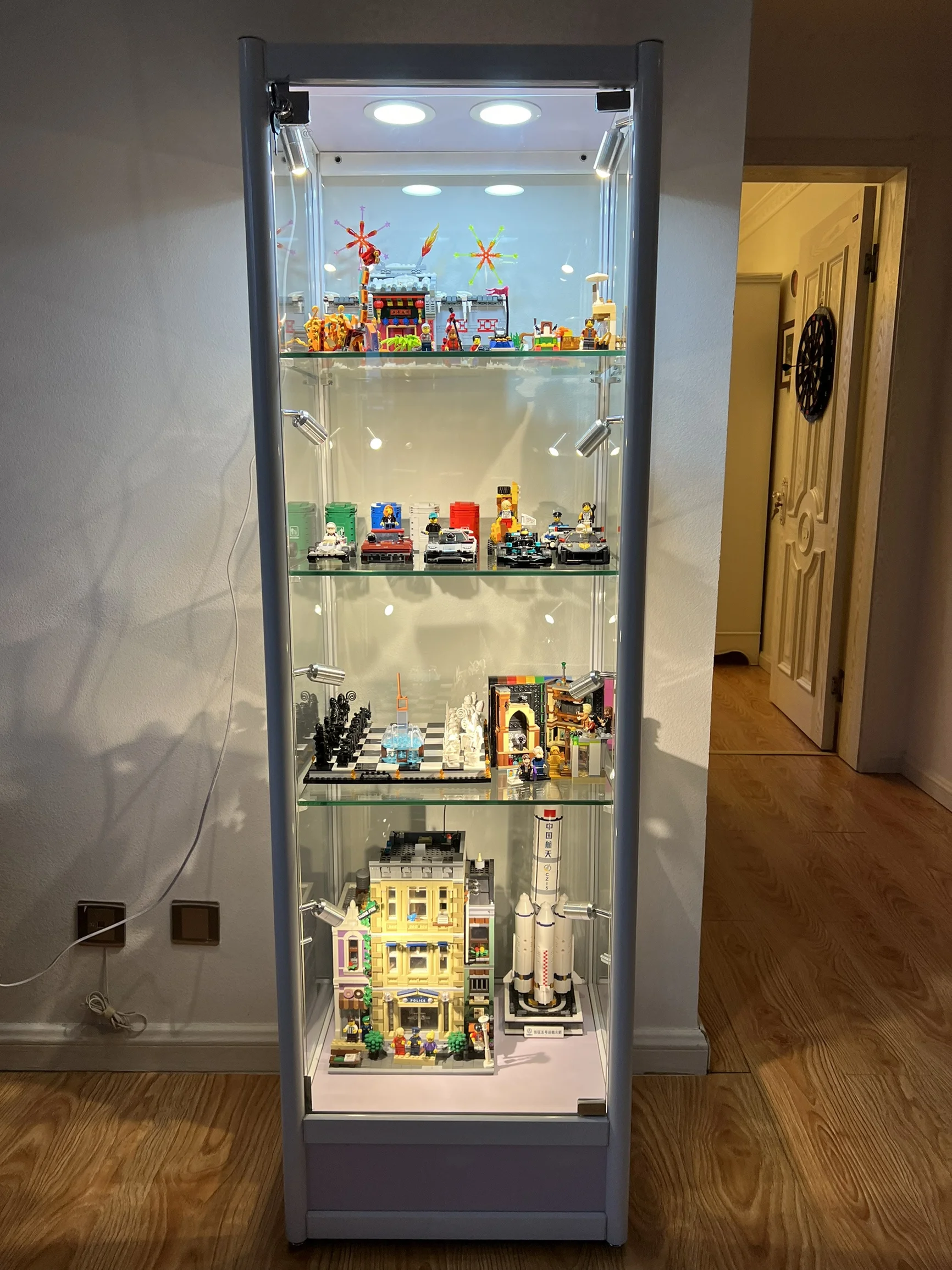 Figure Display Cabinet Glass Cabinet Transparent Gift Cosmetics Prize Model Liftable Small Lego Display Cabinet Household