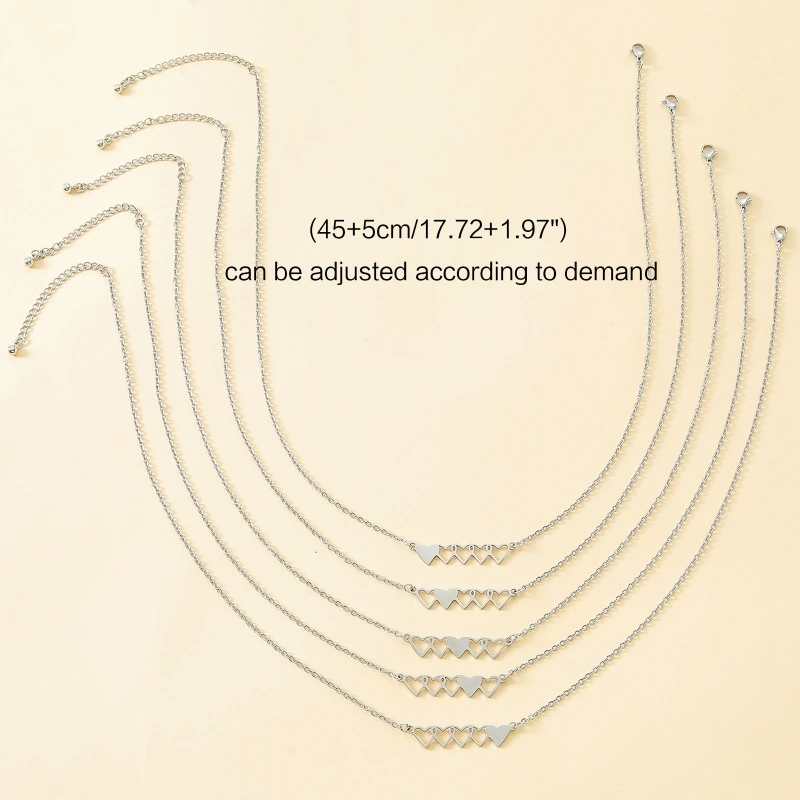 5 Stück Herz-Halsketten für die Freundin, Schlüsselbeinkette für 3 Frauen, Teenager, Mädchen, Freundschaftsset, Geschenk,