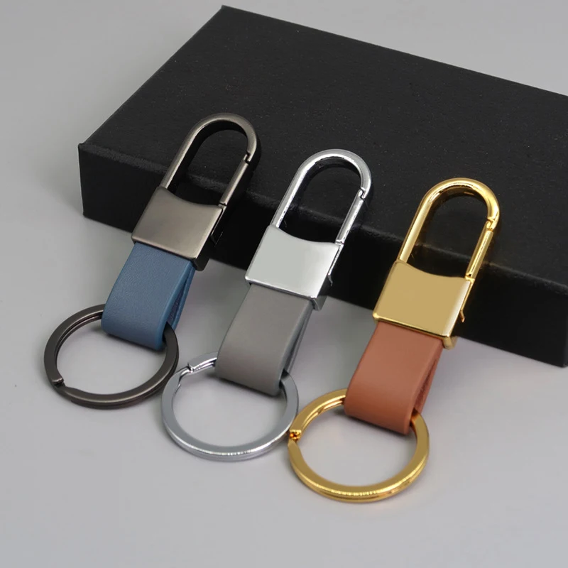 Leather Keychain Metal Waist Hanging Key Holder Car Keychains Mobile Phone Bag Accessories Keyring Cool Gadgets Gifts for Men