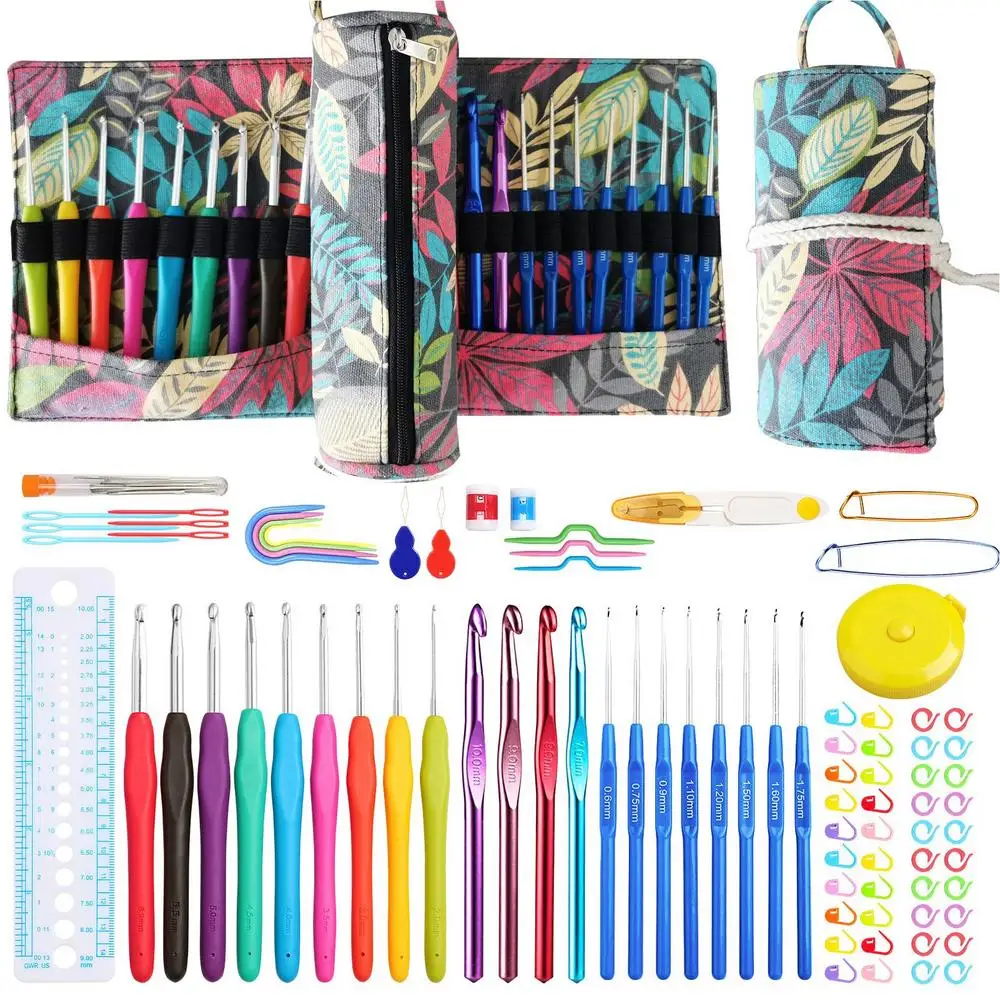 

Crochet Yarn Kits Knitting Yarn Set Reusable Ergonomic Knitting & Crochet Supplies Beginner Crochet Kit For Crocheting Kids