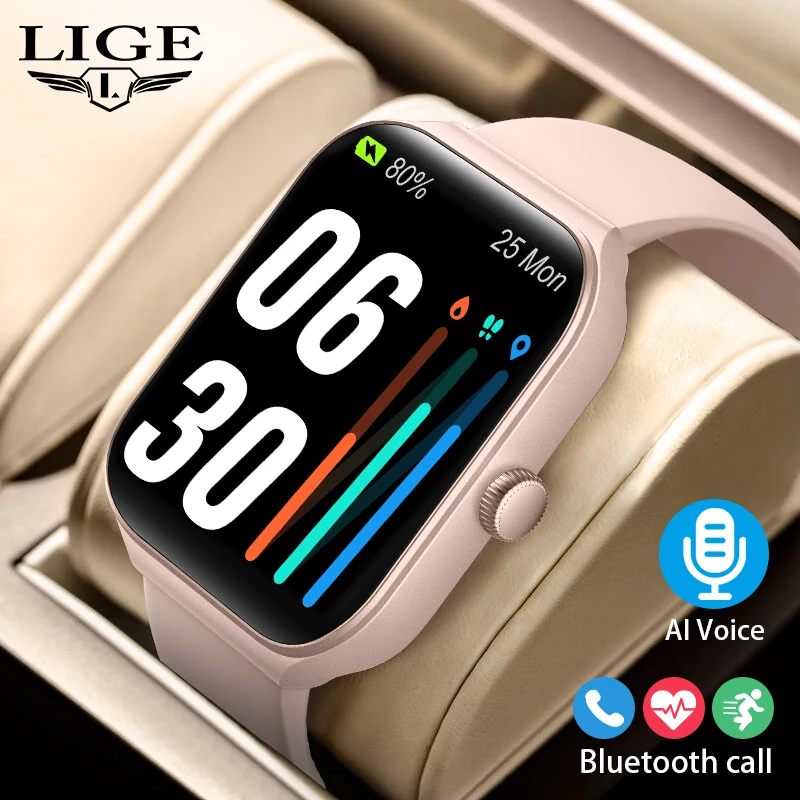 

LIGE Woman Smart Watch Fitness AI Voice Bluetooth Call Waterproof IP68 Bracelet Multifunctional Sport For Android IOS Smartwatch