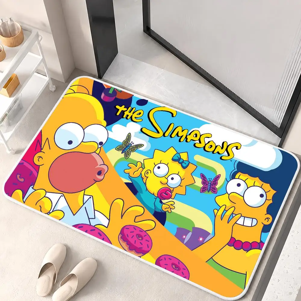 The S-Simpsons Anime Floor Mat Flannel Rug Soft Non Slip Washable Door Mat For Bathroom Bedroom Kitchen Home Decor