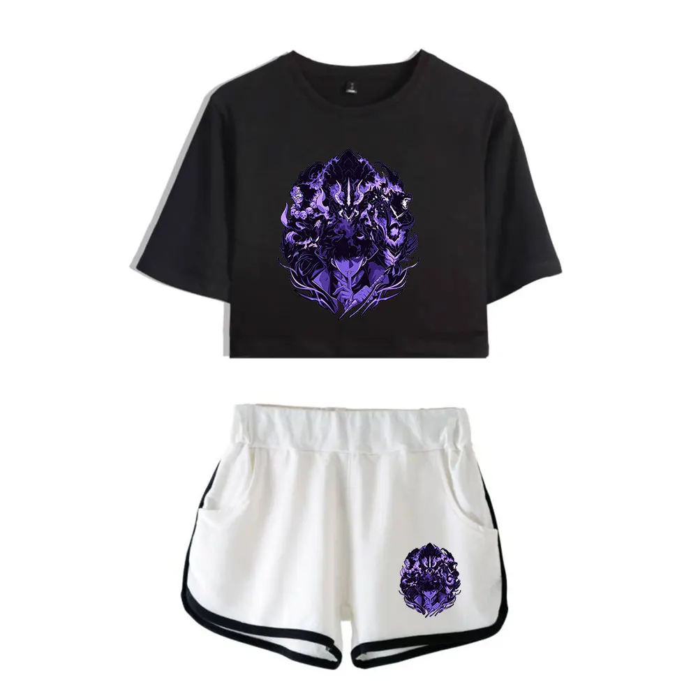 Solo Leveling Sung Jinwoo Suit Vintage 90s logo Merch Tops Two Piece Set Shorts+Lovely TShirt Trendy Harajuku Suit