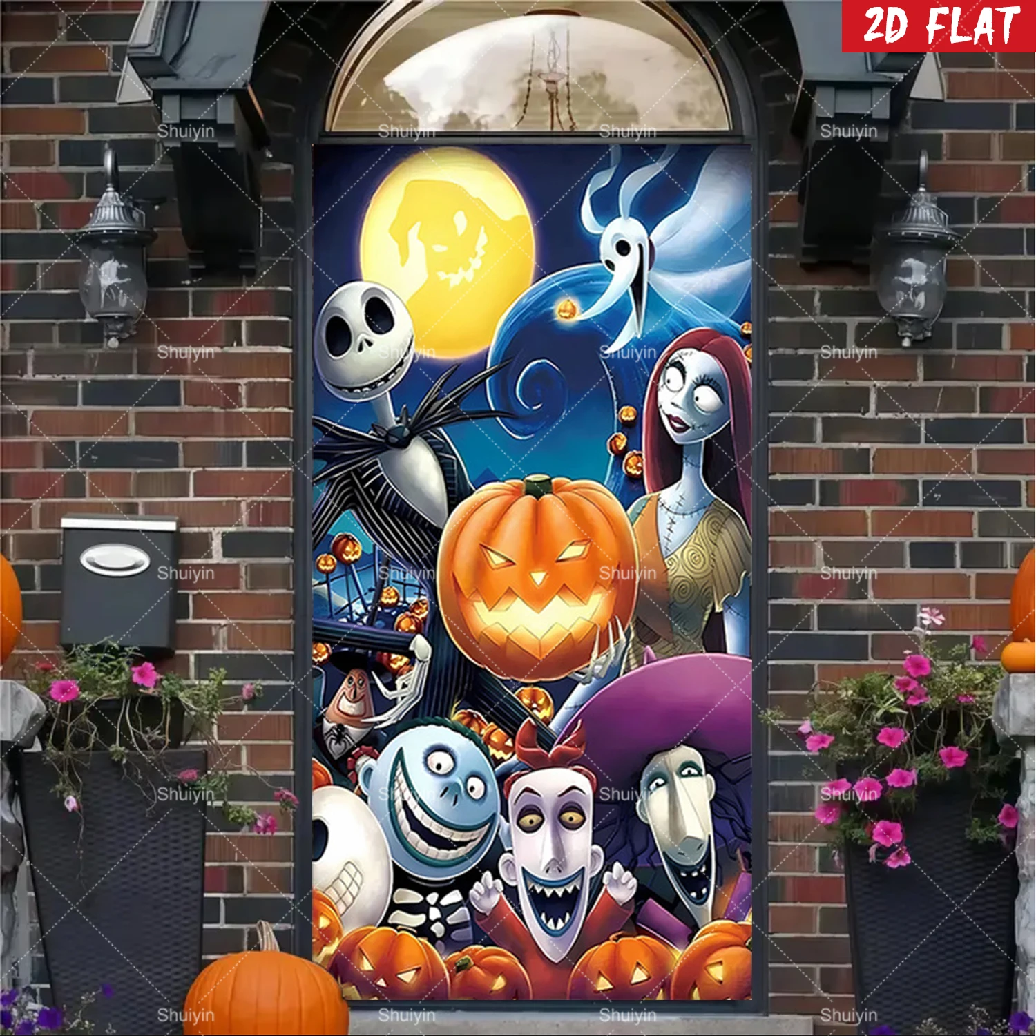

Halloween Jack Skellington Door Banner Nightmare Before Christmas Background Festival Party Indoor Outdoor Porch Decor Curtain