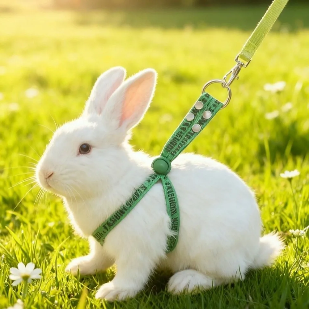 Practical Adjustable Rabbit Towing Rope Escape Proof Soft Guinea Pig Harness Comfortable Pet Traction Rope Outdoor Walking