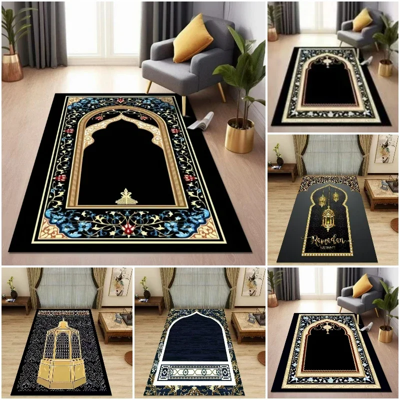 Authentic Ethnic Muslim Prayer Rug Living Room Decor Anti-slip Carpets Bedroom  Soft Rug Entrance Doormat Cultural Muslim Carpet