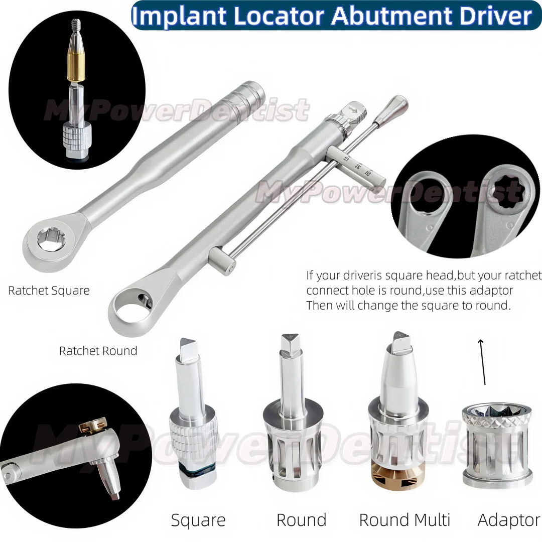 Dental Implant Locator Abutment Driver Torque Wrench Ratchet Hand Screwdriver Triangle Round Square Head  O-S-S PORT
