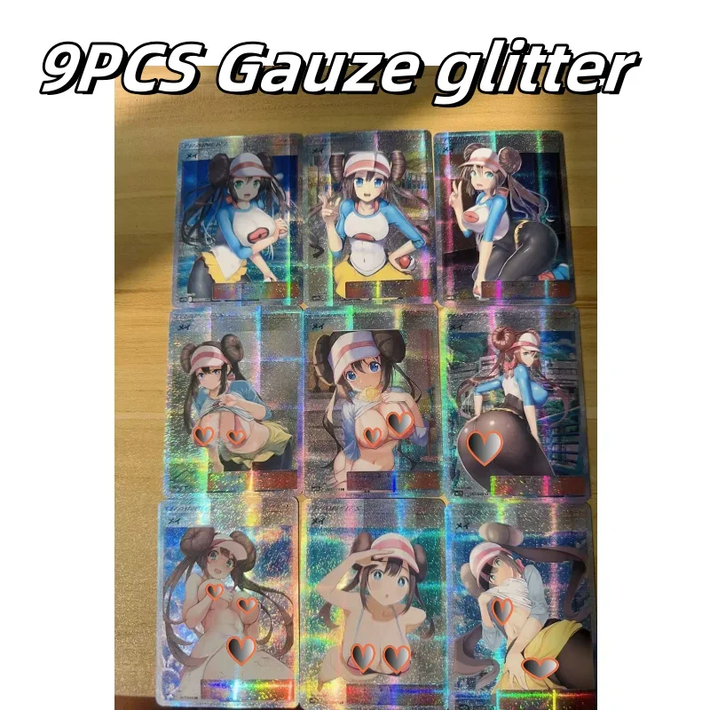 Giapponese FAI DA TE PTCG Pokémon Trainer Rosa 9 Pz/set Rifrattivo Flash Card Anime Periferico Gioco Collezione di Carta Regalo di Festa