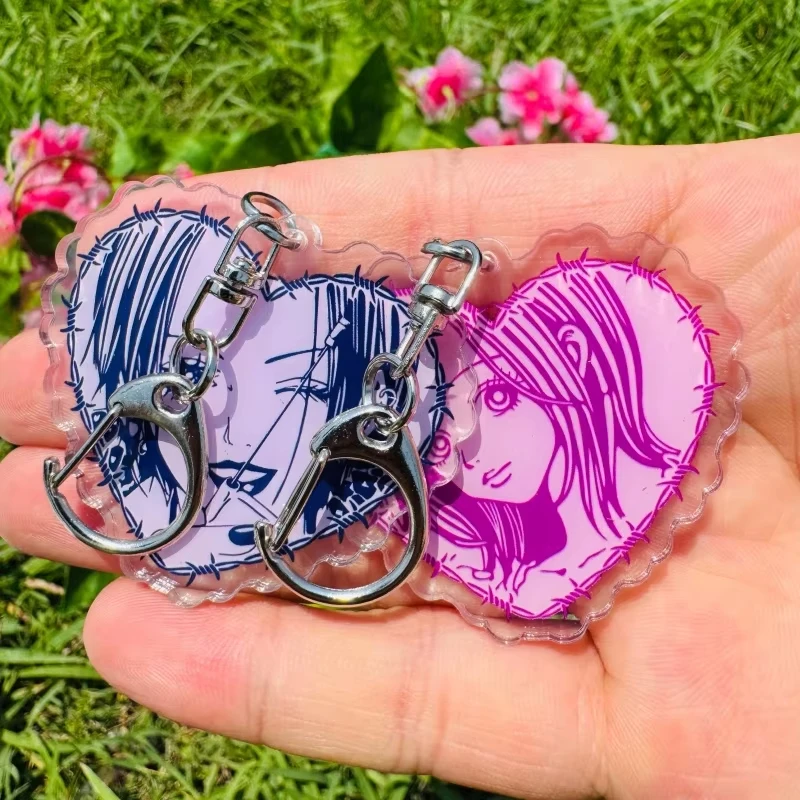 NANA Anime Herz Acryl-Schlüsselanhänger, Oosaki Nana Komatsu Nana Dornenherz Passende Taschenanhänger, Cartoon-Paar-Anhänger Accessoire