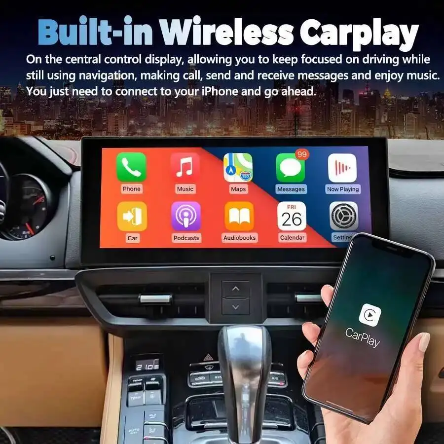 

12,3-дюймовый GPS-радиоприемник с мультимедийным видеоплеером для Porsche Cayenne 2011-2017, Android 15, Carplay, 4G, WIFI, BT, стерео, QLED, навигация