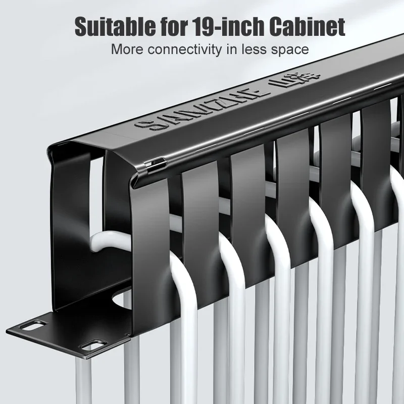 SAMZHE Cable Management Horizontal Mount  12/25 Slot Metal Finger Duct Wire Organizer with Cover for 19 inch Server Rack