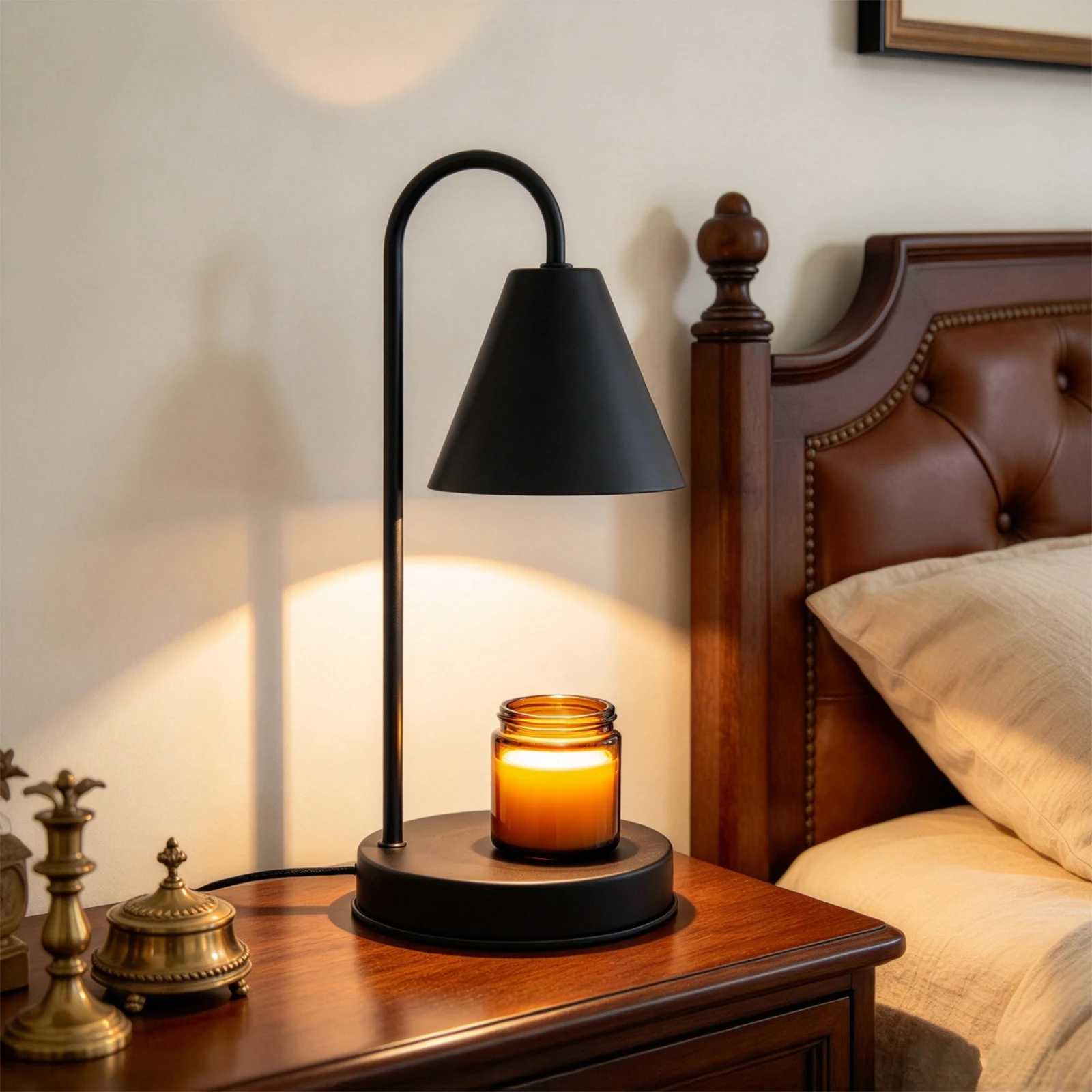 Electric Candle Warmer Lamp with Dimmer Wax Melting Light Creative Aromatherapy Table Metal Base Bedside Decor Gifts 110V/230V