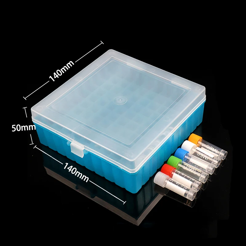 Caja de tubos de plástico para laboratorio, estante de criopreservación con cubierta de conexión, 100 agujeros, 2ml, 1,5 ml, 1,8 ml, 1 unidad