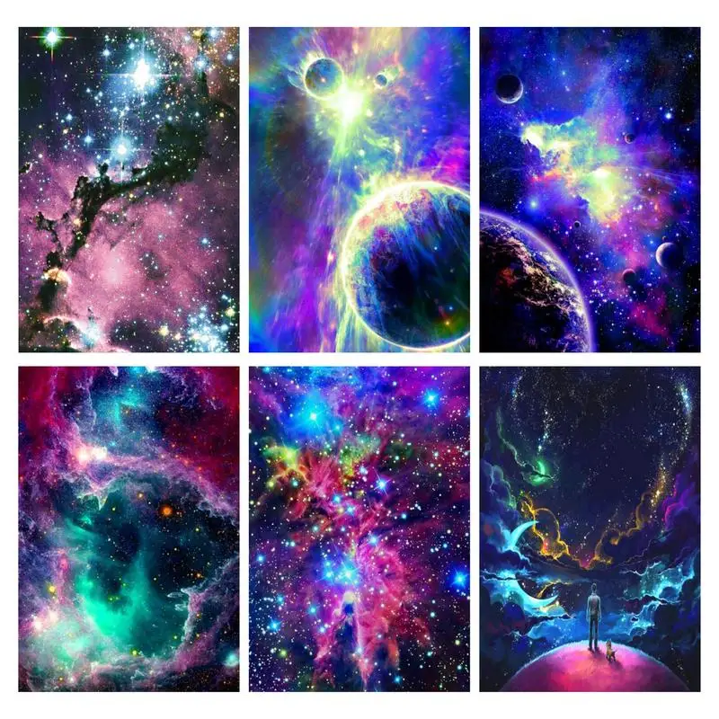 

PhotoCustom Coloring By Number With Frame Starry Sky Kits Decoration Pictures By Number For Adults Handpainted Art