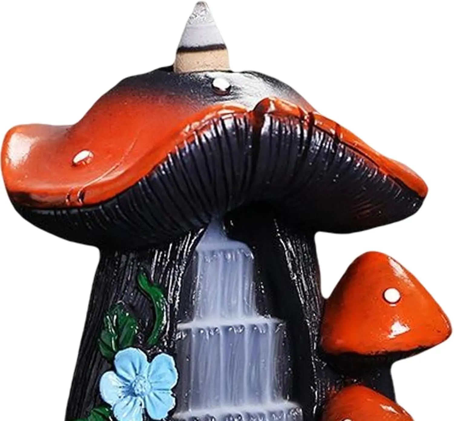Mountain Mushroom Waterfall Holder Decor Censer Sculpture Back Burner for Table Meditation Office Yoga