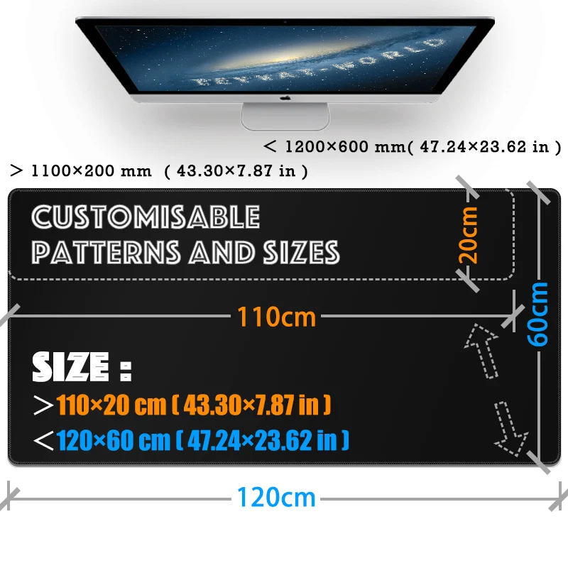 

Custom Gaming Mouse Pad 1200 Wide (XXL) | Multiple Sizes: 1200x600/500/400 | Create Your Design for DIY Card Games & Desk