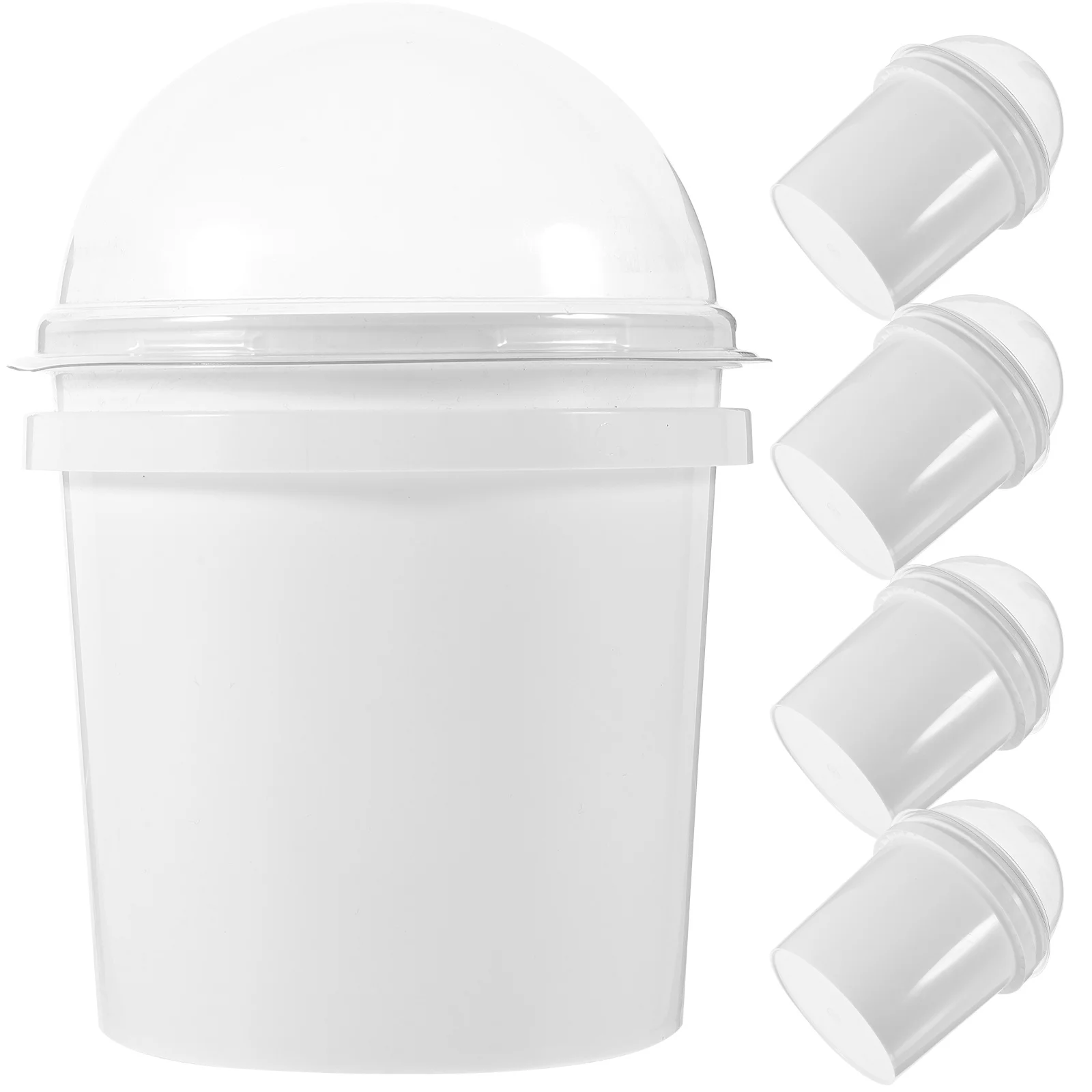 

6pcs Snack Bucket Food Storage Container Reusable Plastic Dome Lid For Popcorn Ice Cream Yogurt Juice Milk Tea Party Ktv Cold