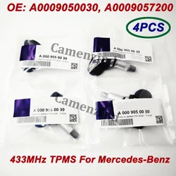 4Pcs 433MHZ TPMS OE A0009050030 A0009057200 0009050030 Tire Pressure Sensor For Benzz A C E G S Class W205 C205 W212 C253 X166