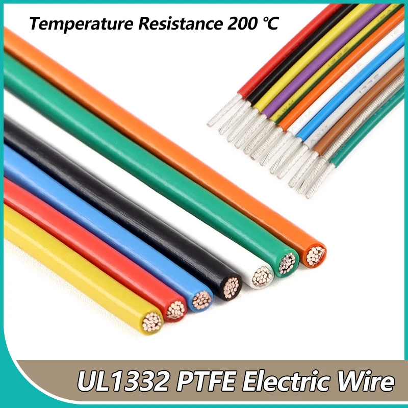 

2/5/10m UL1332 PTFE Wire FEP Plastic Insulated 28 26 24 22 20 18 16 14 12 10 AWG High Temperature Electric Cable for 3D Printer