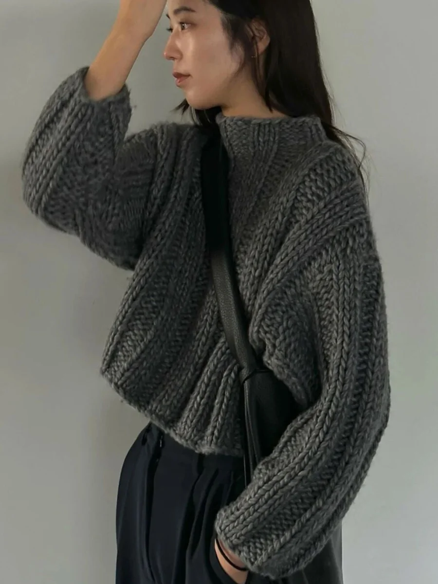 Suéter longo feminino macio e aconchegante com gola alta Or Sve outono inverno solto casual versátil malhas confortáveis lazer...