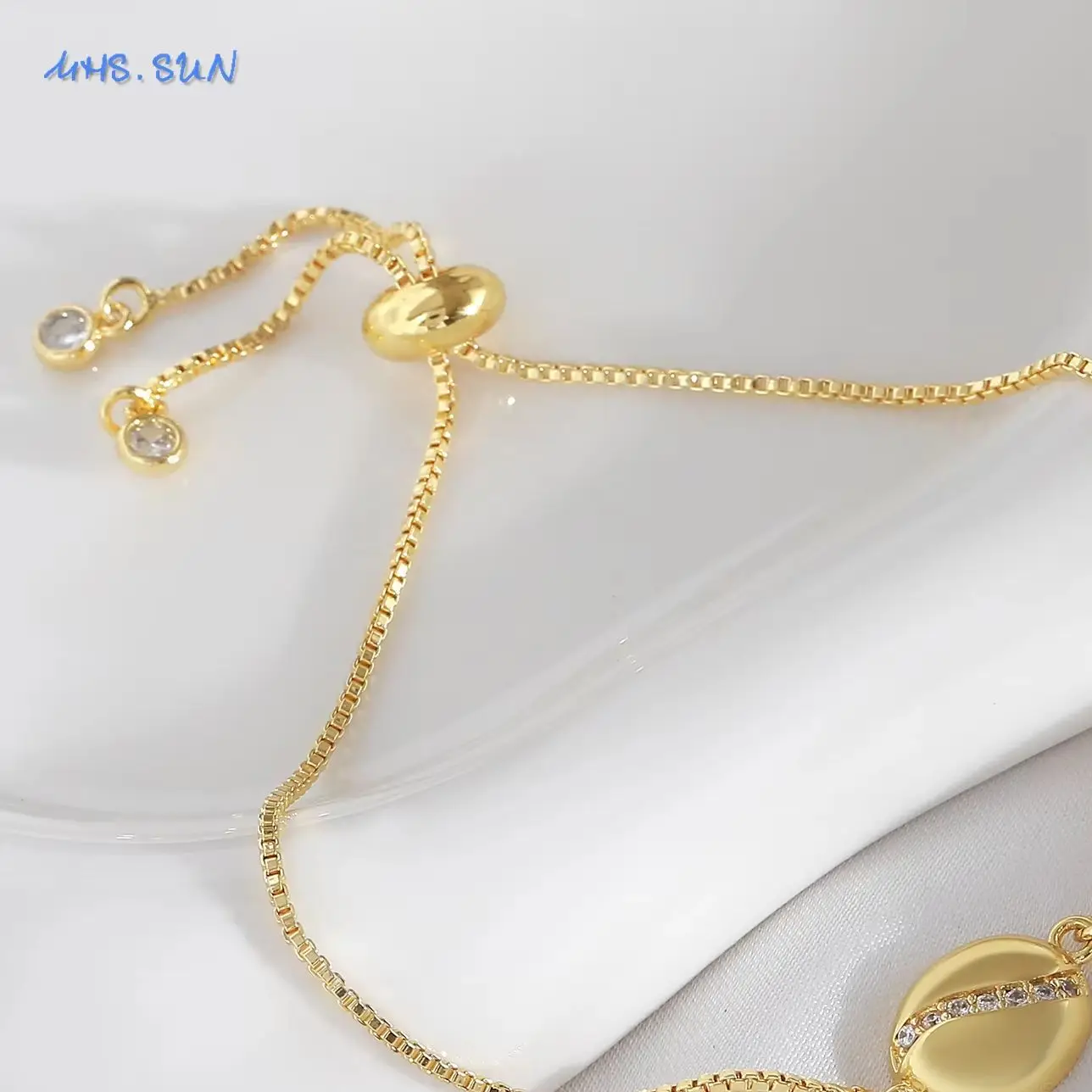 SUNSLL Fashion Gold Plated Coffee Bean Jewelry Set Inlaid With Zircon Includes Necklace Earrings And Bracelet Party Jewelry