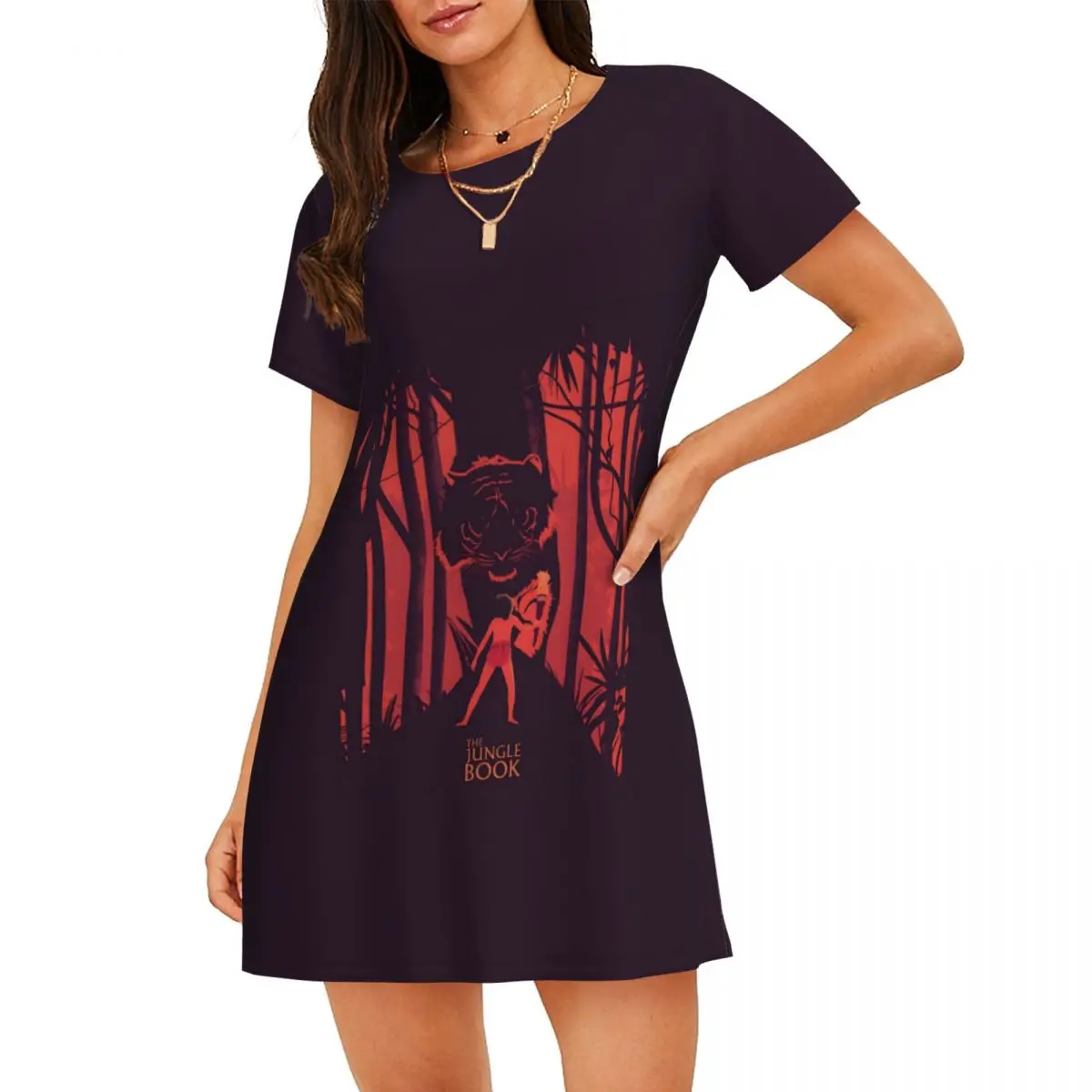 

Custom Fashion The Jungle Book Women Short Sleeve Nightdress Musical Adventure Film Pullover Nightgown For Sleeping Sleepshirts