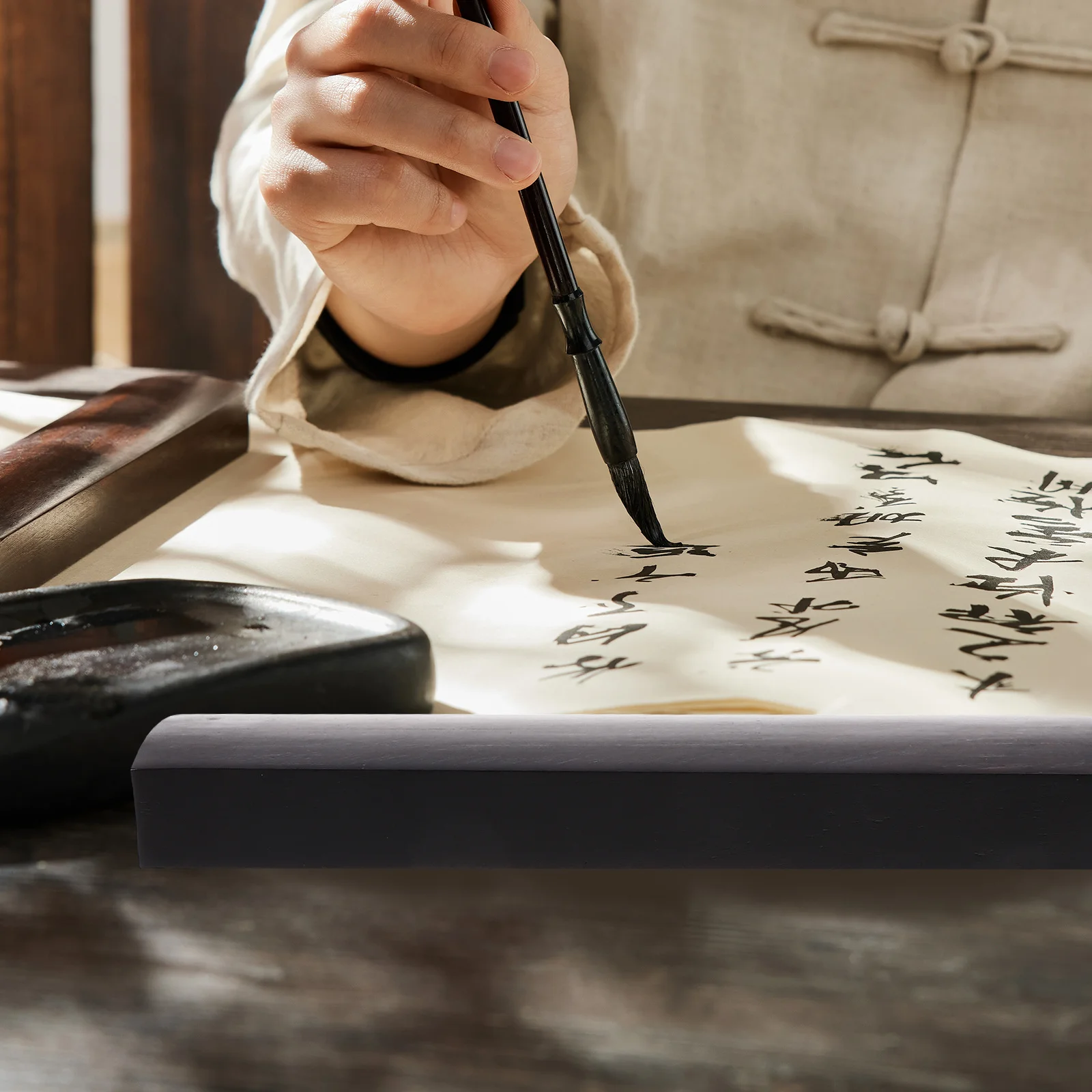 

Chinese Calligraphy Wooden Paperweight Rectangular Design Writing Painting Decorative Desk Accessory Calligraphy Practice Gift