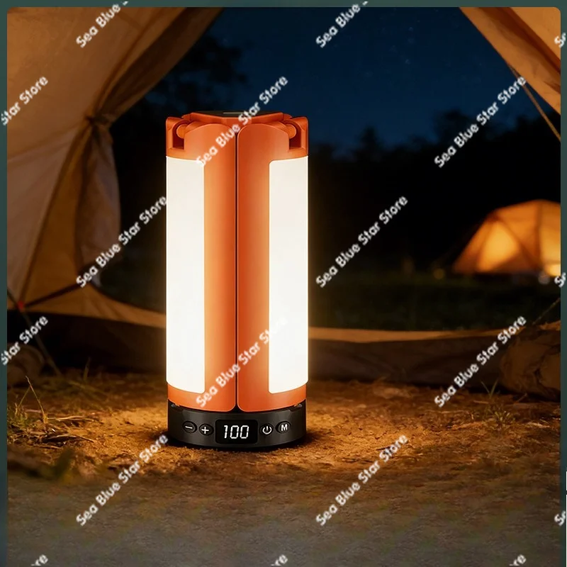 Cross-border led outdoor camping, long battery life lithium battery lighting tent light portable folding emergency camping light