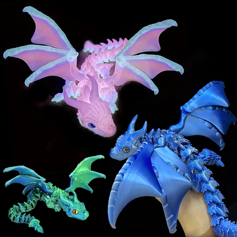 Dragón Impreso en 3D de 30 cm con Alas de Figura de Doble Cuerno, Ideal para Adorno de Coche, Decoración del Hogar y del Coche, Juguete de Dragón Volador para Sala de Estar