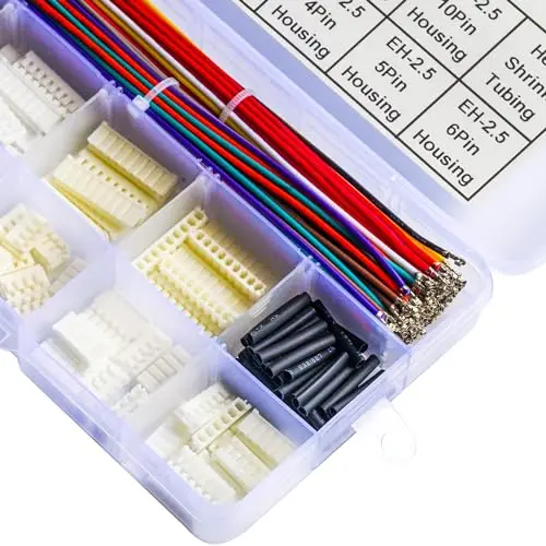 JST-EH 2.54mm Connector Kit, 2-10 Pin EH-2.54 Housing for DIY Wiring & Electronics Projects