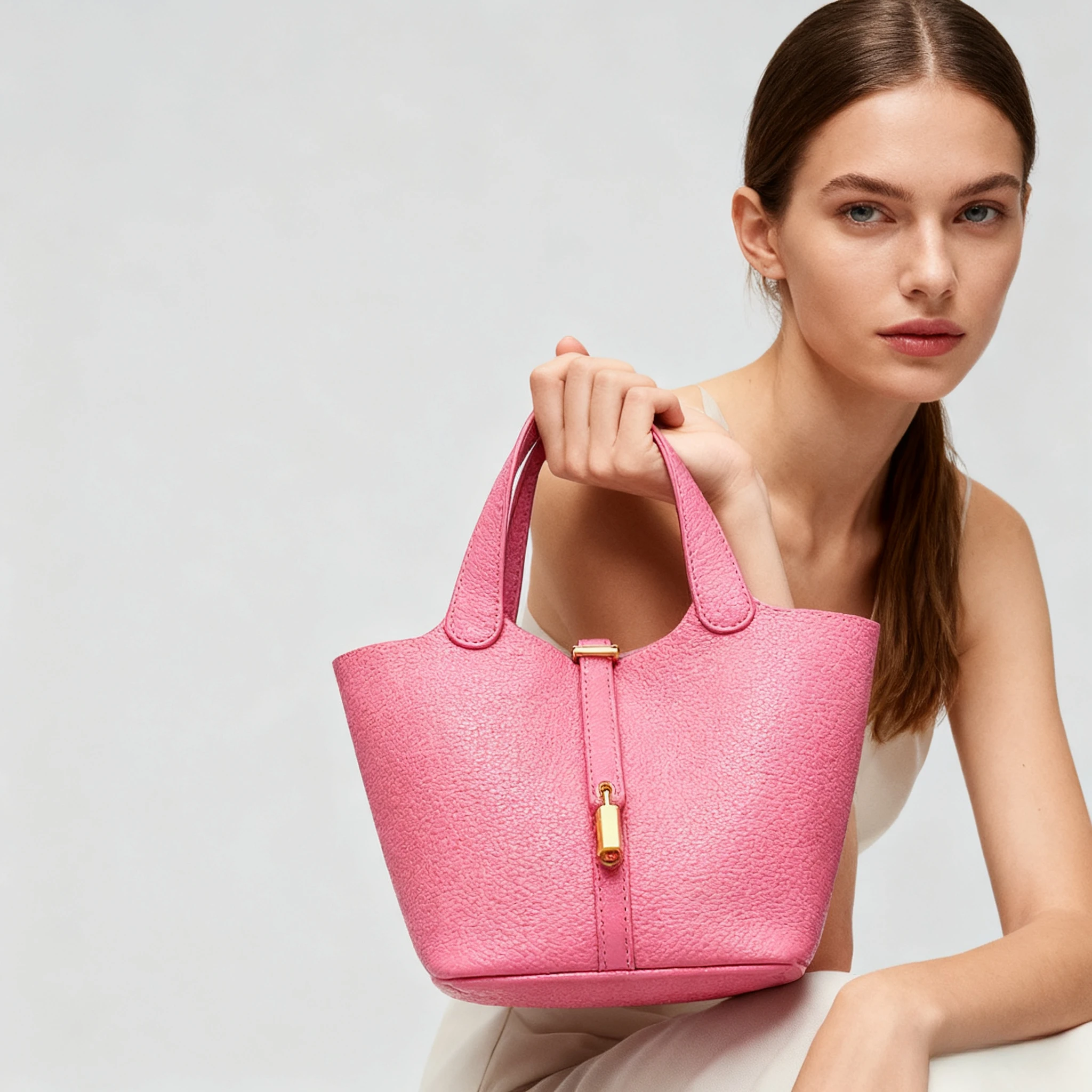 

Retro fashion casual shoulder bag 2025 autumn and winter new commuter women vegetable basket small bucket bag