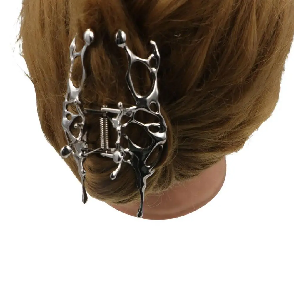 

Fashion Alloy Geometric Claw Clips Y2k Hair Claw Silver Hair Crab Clip Ponytail Holder Geometry Streetwear