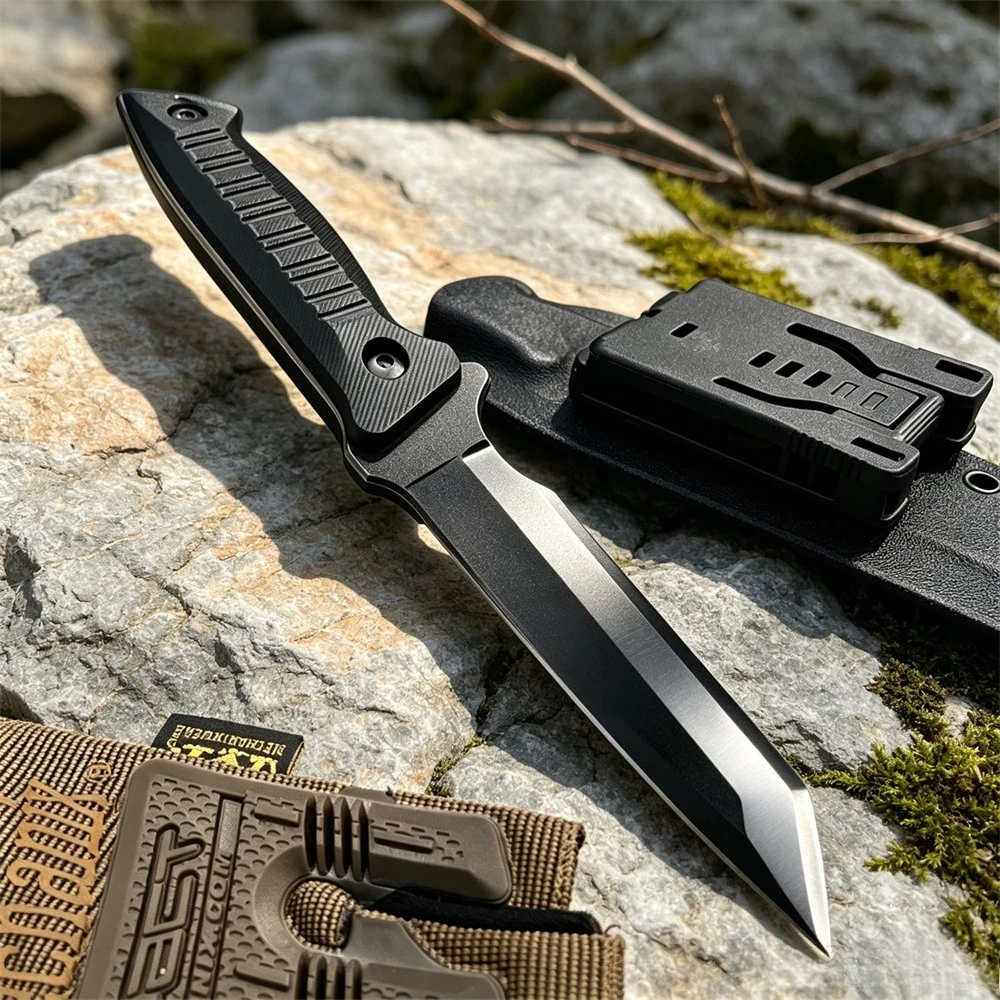 Utility Fixed Blade Knife with 8Cr13MoV High-Hardness Steel Nylon Fiber Handle, and Sheath, Versatile Camping and Daily EDC Tool