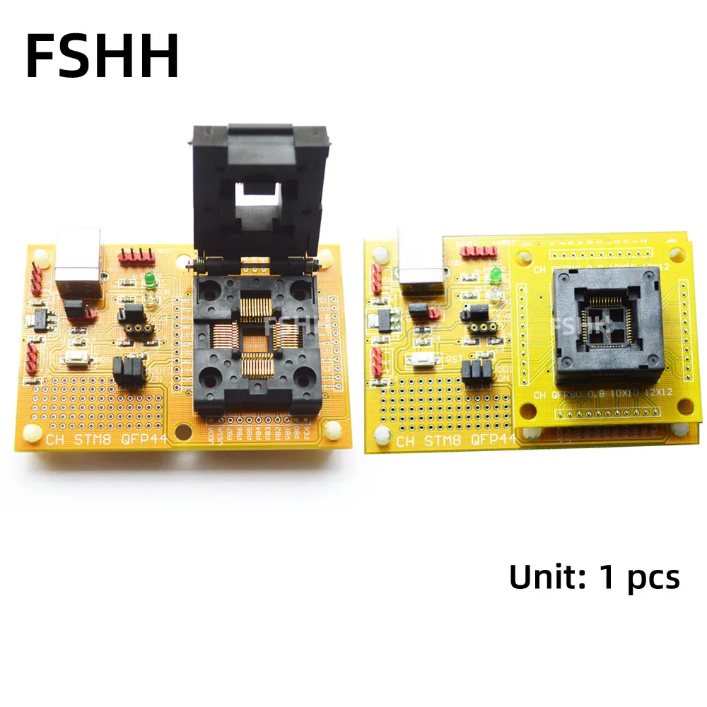 

STM8-QFP44 Core board STM8A STM8S STM8L Download seat test socket Programmer adapter TQFP44 LQFP44 0.8mm pitch