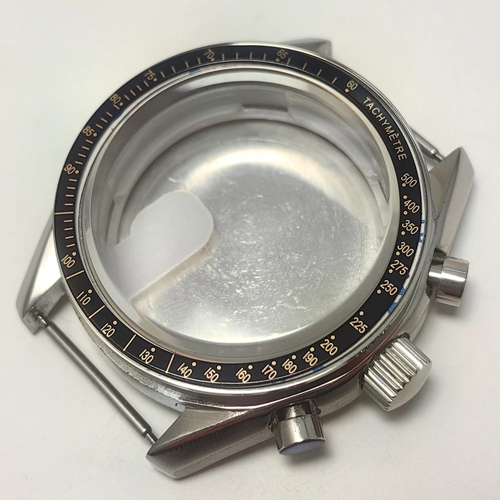 إكسسوارات ساعة رجالية 40 ملم علبة خاتم سوداء VK63 64 حركة كوارتز مع حزام عرض 20 ملم مشبك قابل للطي