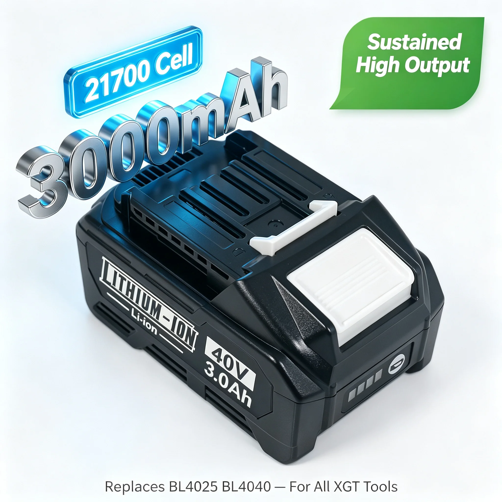For Makita 40V 3000mAh 21700 Battery Sustained High-Power Output for All-Day XGT Tool Performance Li-ion Battery