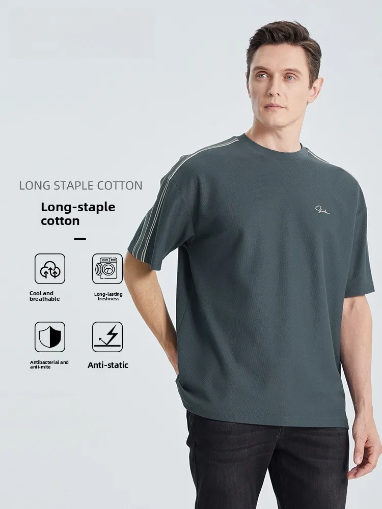 

anan Modal Men's T-irt ort Sve round Ne Breathable Summer Spor Casual Cotton Polyester Blend Faionable Urban...