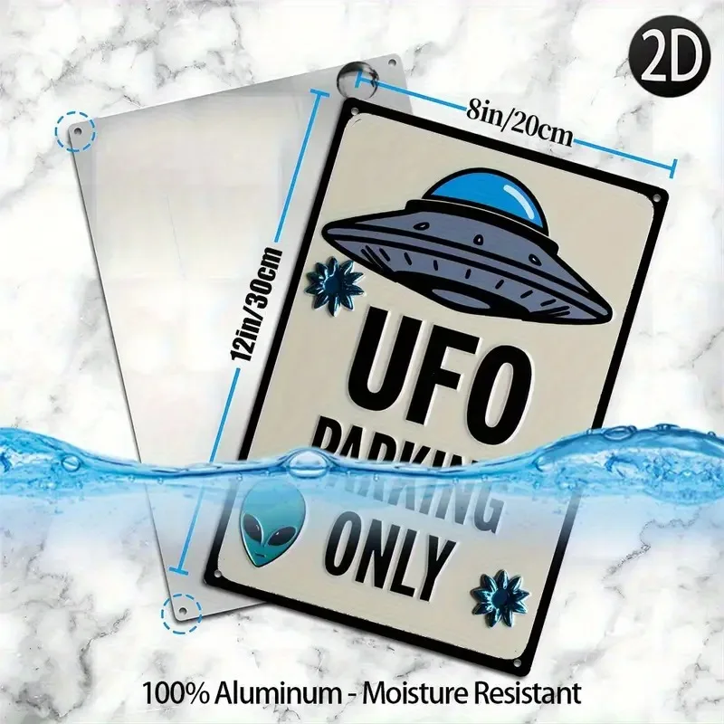 8X12Inch Ufo-Specific Parking Aluminum Sign - Vintage Nostalgic Wall Decoration, Suitable for Home, Kitchen, Dormitory, Office
