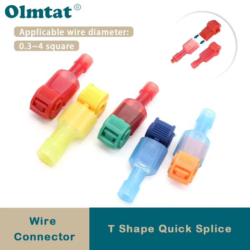 

10/50 Sets T Shape Quick Splice Electrical Wire Connectors Crimp Terminals Block Lock For Sq 0.5-4mm 22-17AWG/15-13AWG/13-10AWG