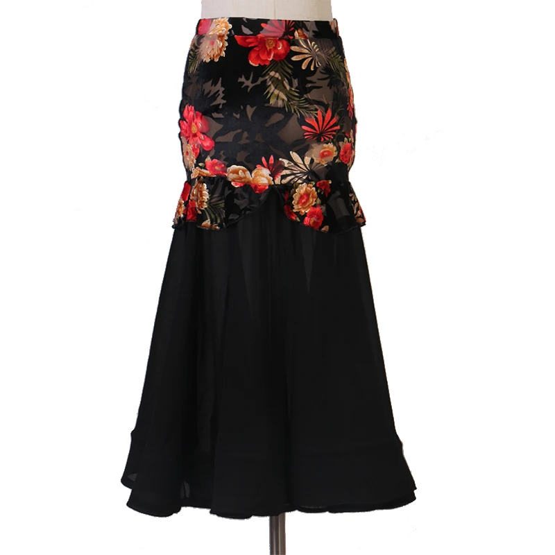 

Ruffle Ruffle Modern Wrapped Hip National Standard Skirt Social Dance Half Skirt Colorful Waltz