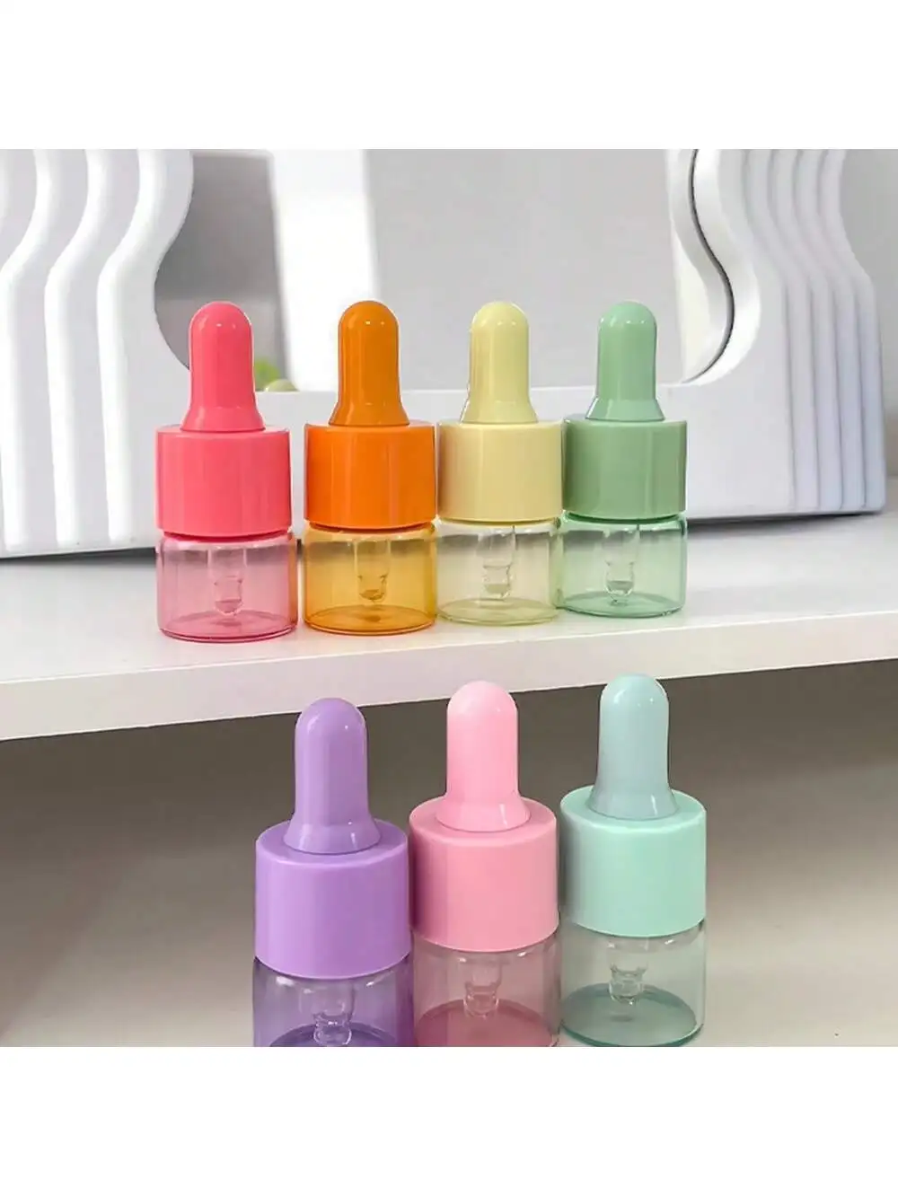

5 Pcs 5ml 10ml Colored Glass Dropper Bottle Empty Refillable Essential Oil Aromatherapy Travel Tool