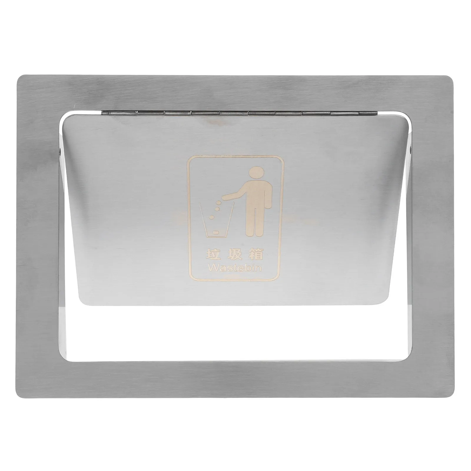 

Stainless Steel Rectangle Trash Chute Lid Side Mount Inward Flip Recessed Cabinet Embedded Garbage Bin Cover for Kitchen