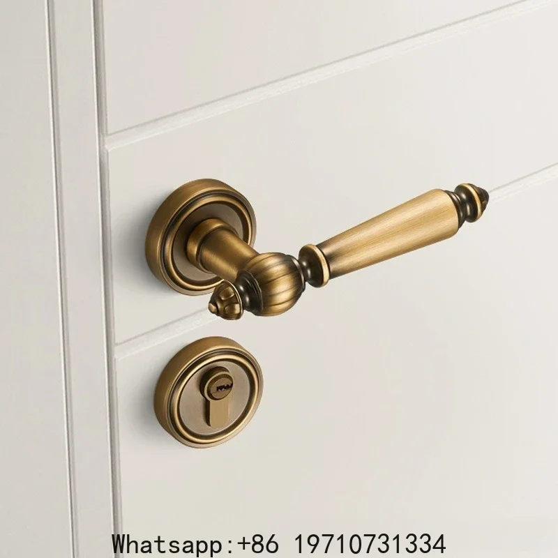 

Vintage European Style Antique Door Handle Split Body Mute Lock Classic Bedroom Entrance Door Aluminum alloy with Key for Home
