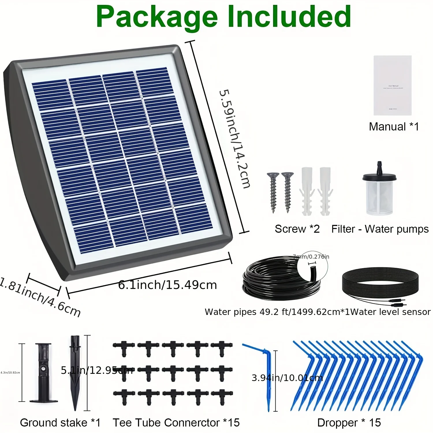 10-Plant Solar-Powered Drip Irrigation System  2200mAh 6 Timer Modes - Optimal Watering for Greenhouses Gardens Balconies