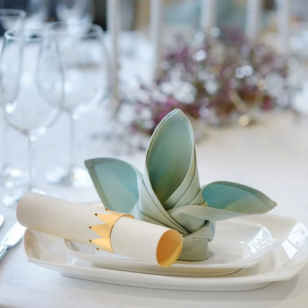 

6 Pcs Crown Napkin Ring Modern Rustic Holiday European Metal Buckle Table Decor Valentine Wedding Banquet Christmas