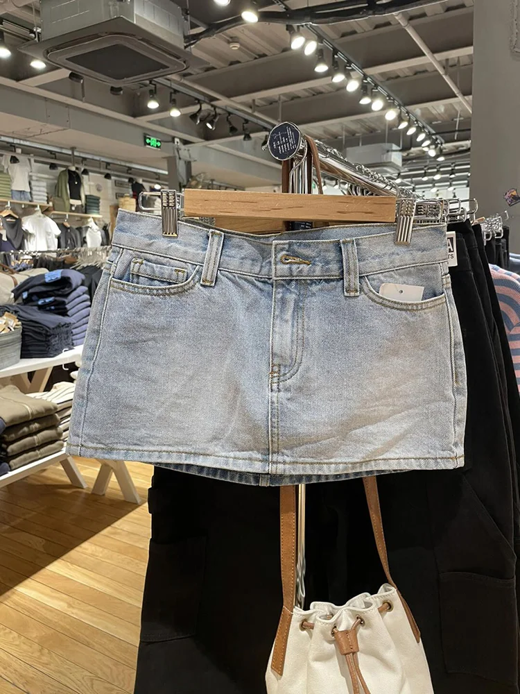 Verão novo americano sle emagrecimento denim saia para mulheres versátil ort saia na moda a linha saia casual cintura baixa algodão