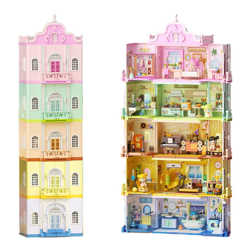 Nanci Building Blocks Stacked Playing House Doll Castle Desktop Decoration Puzzle Assembling Model Toys Birthday Gifts for Girls