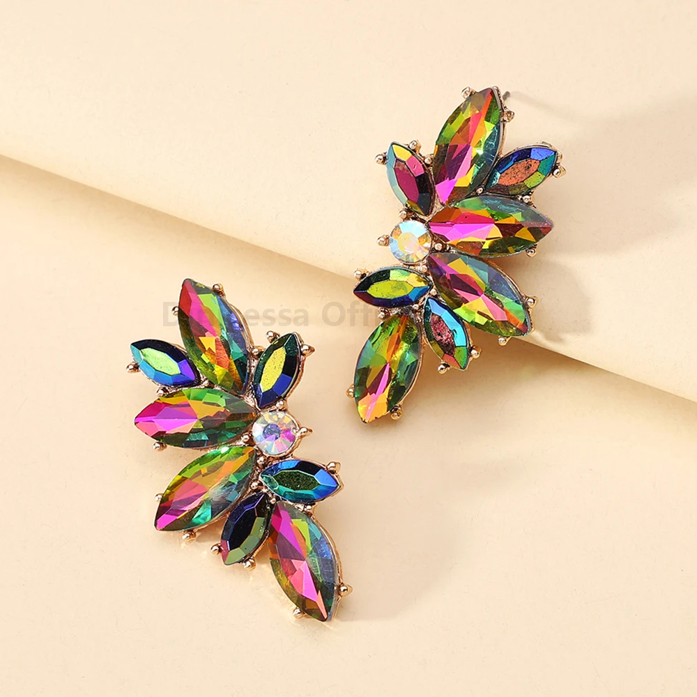 Elegant Glass Wing Stud Earrings for Women Trendy Luxury Fairy Design Charming Jewelry Ear Accessories for Holiday Prom Party view 2