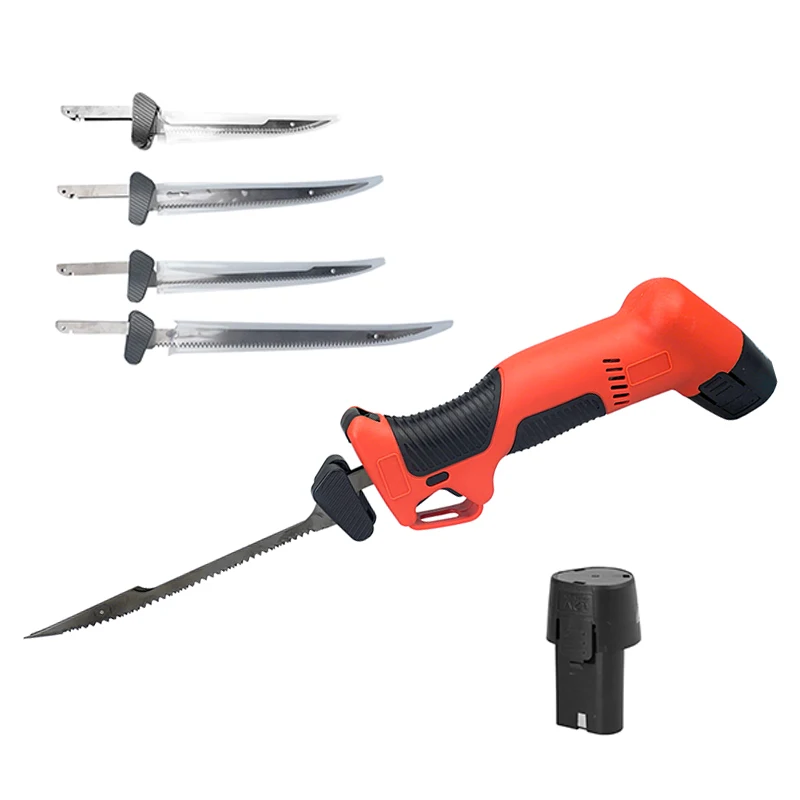 

HANGTALK Lithium-Ion Electric Fillet Knife with Non-Slip Grip Handle, 4 Ti-Nitride S.S. Coated Non-Stick Reciprocating Blades