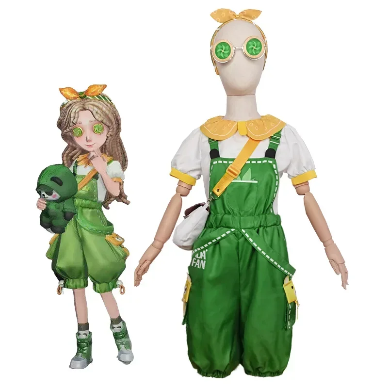 Game Identity Ⅴ Girls Cosplay Costume Little Girl Gun Gun Partner Survivor Children Outfits Anime Green Little Girl 6 Pieces Set